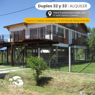 C.Nº 32 y 33: Duplex para 6 personas a 50 mts de Playa Grande