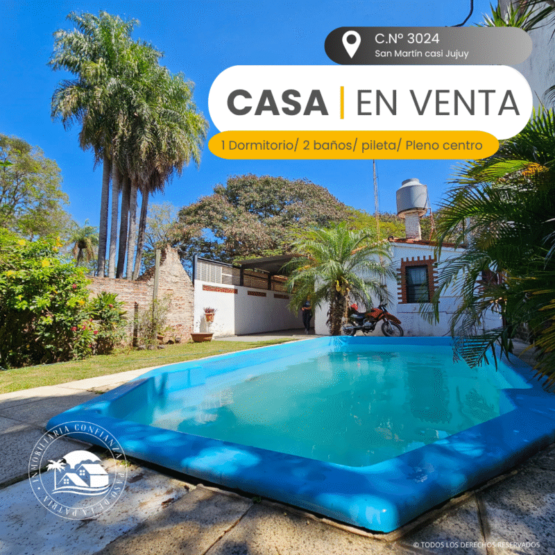 C.Nº 3024: Casita de un dormitorio con piscina, Céntrica