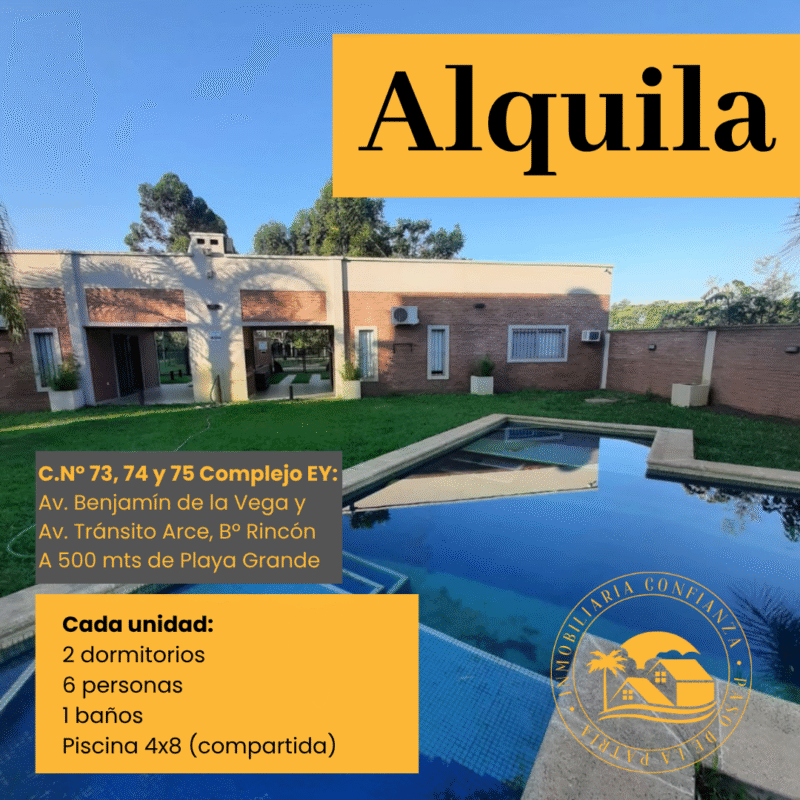 C.N° 73, 74 y 75: Complejo "EY", 3 unidades para 6 personas, con piscina compartida