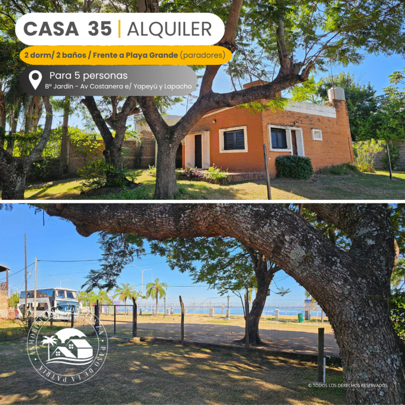 C.N° 35: Frente a Playa Grande, para 5 personas