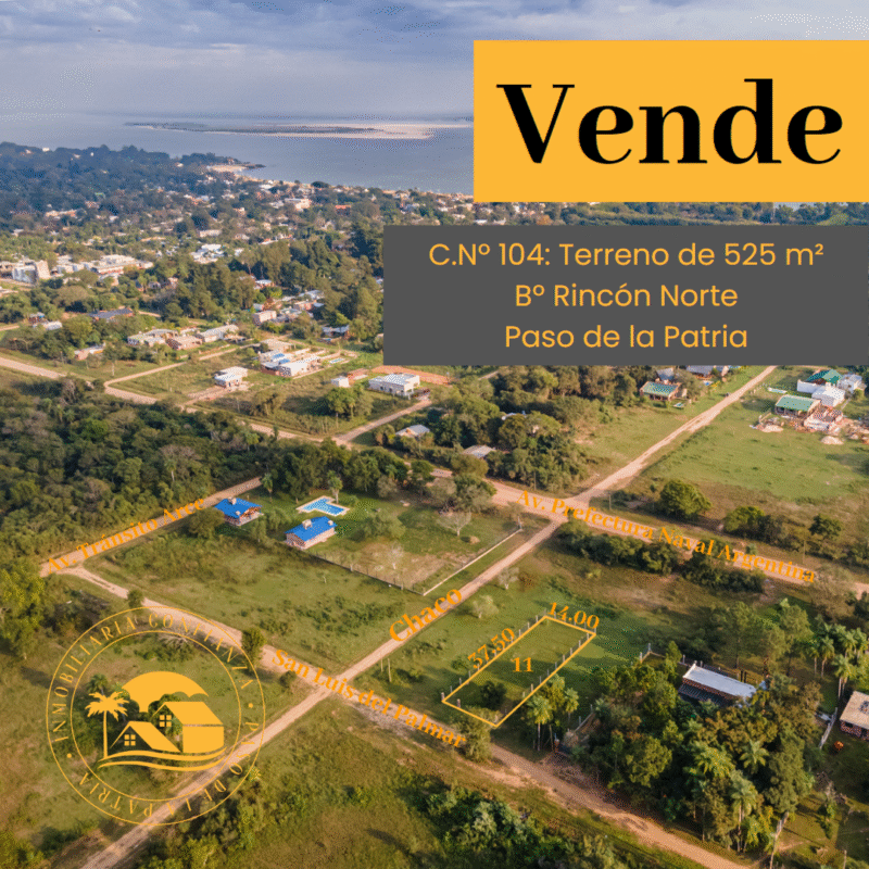 C.N° 104: Hermoso Terreno en B° Rincón Sur