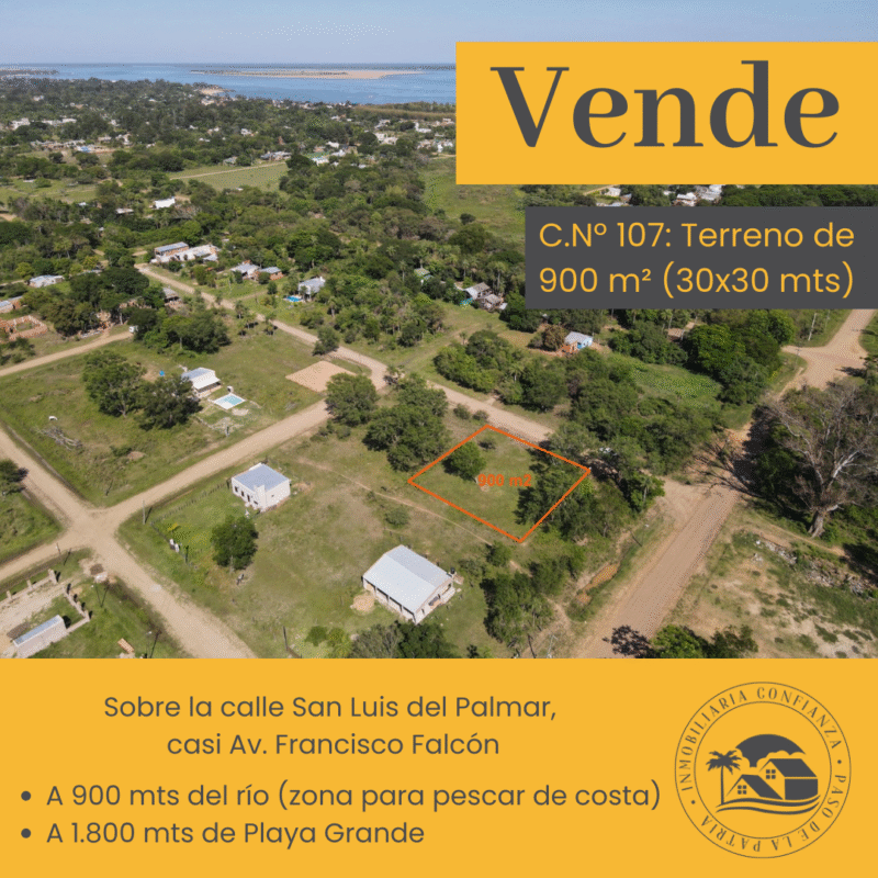 C.N° 107: Hermoso terreno de 900 m²