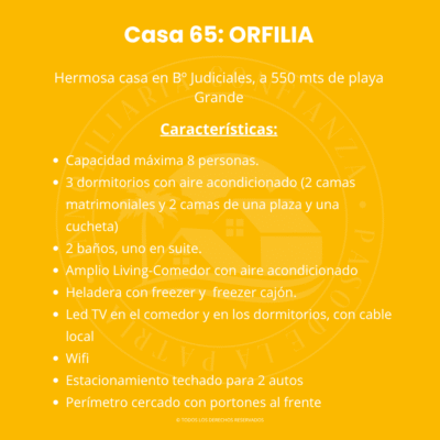 C.N° 65 "Orfilia": Para 8 personas con piscina