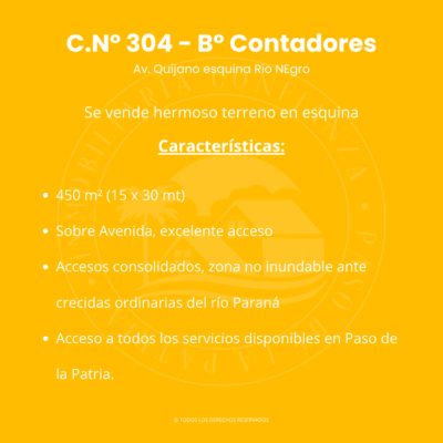 C.N° 304: Esquina en venta sobre Av. Quijano