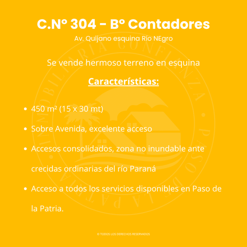 C.N° 304: Esquina en venta sobre Av. Quijano