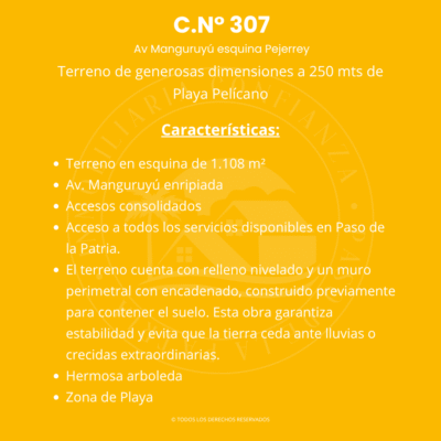 C.N° 307: Terrenazo en Venta cerquita de Playa Pelícano