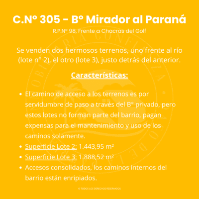 C.Nº 305: Terreno sobre el río