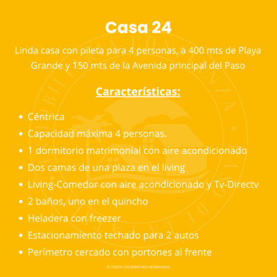 C.Nº 24: Para 4 personas con pileta, céntrica