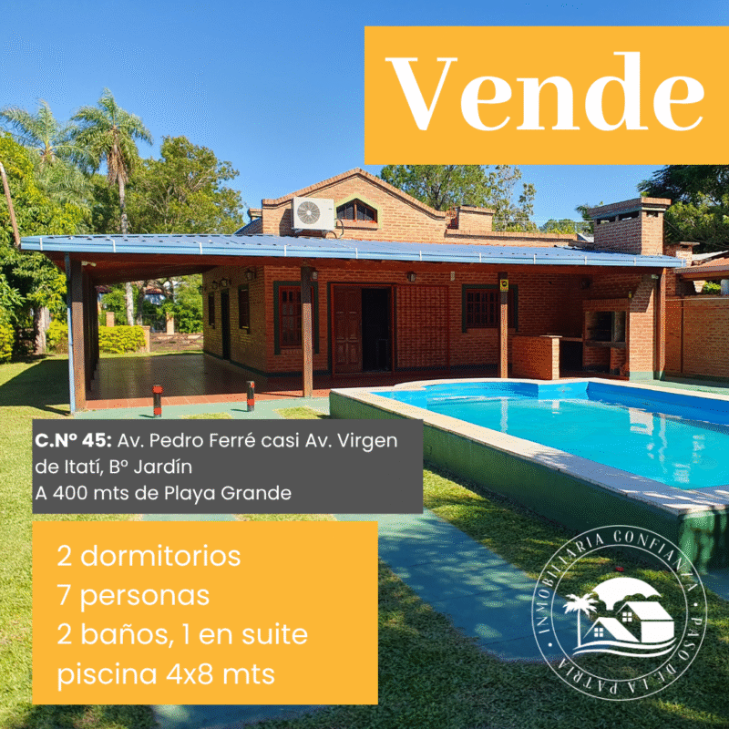 C.N° 3045: Hermosa casa en B° Jardín a 350 mts de Playa Grande