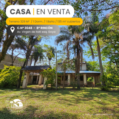 C.N° 3048: Casa de 2 pisos sobre Av. Virgen de Itatí