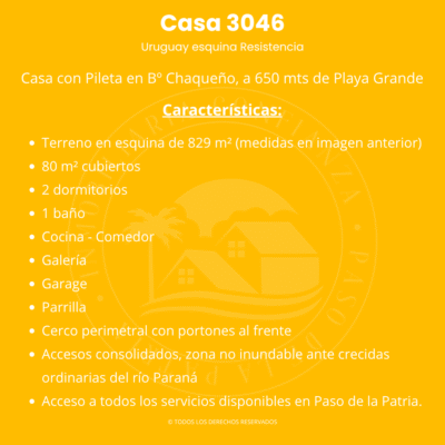 C.N° 3046: Casa con pileta y hermoso patio