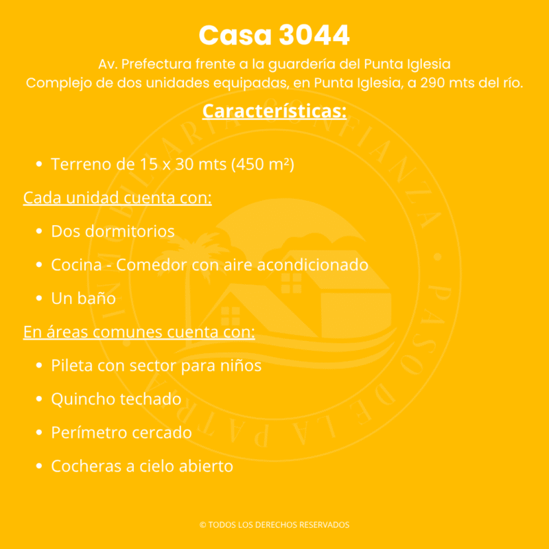 C.N° 3044: Complejo en venta en Punta Iglesia