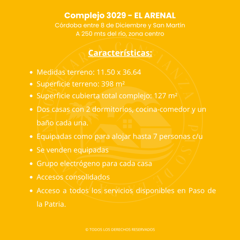 C.N° 3029: Complejo El Arenal, pleno Centro del Paso