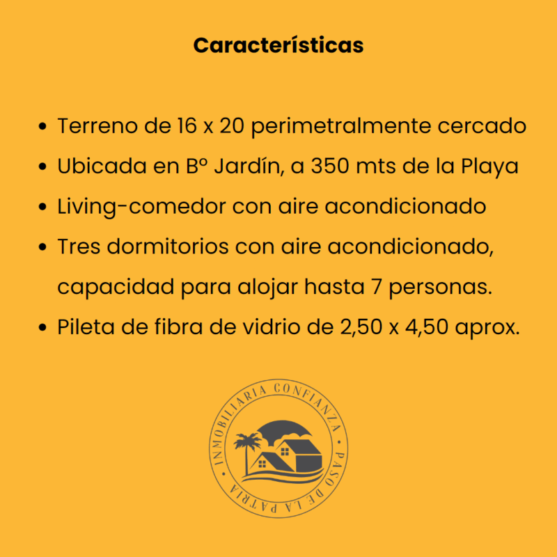 C.N° 3037: Hermosa casa de 3 dormitorios a 300 mts de Playa Grande