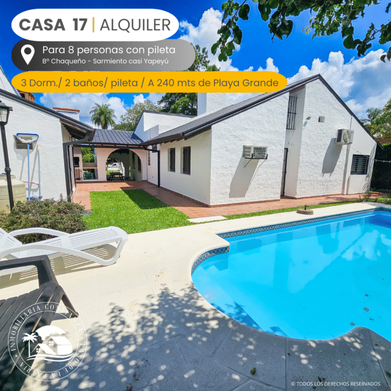 C.N° 17 "Serendipia": Hermosa casa para 8 personas, con pileta y muy cerca de la playa