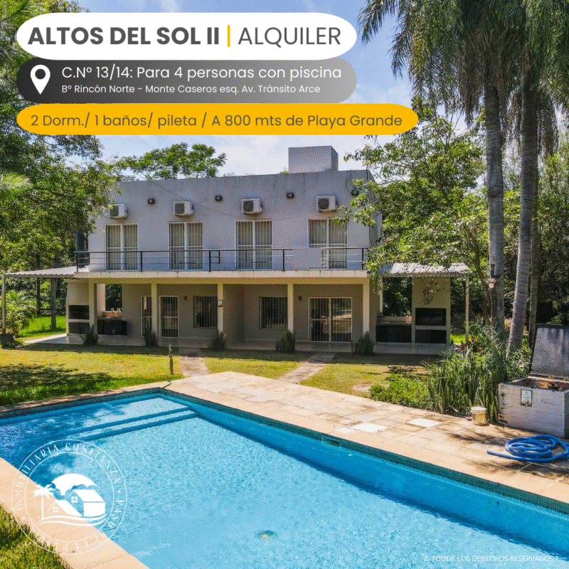 C.N° 13 y 14: "Complejo Altos del Sol II", Con piscina compartida, para 4 personas c/u