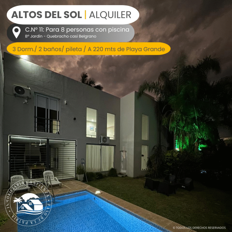 C.N° 11: Modernos duplexs para 8 personas con piscina y muy cerca de Playa Grande