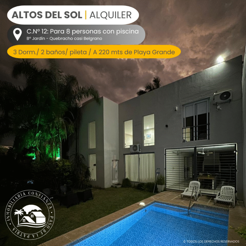 C.N° 12: Modernos duplexs para 8 personas con piscina y muy cerca de Playa Grande