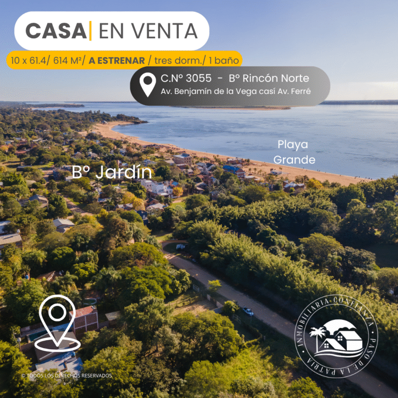 C.N° 3055: Casa a ESTRENAR a solo 300 mts de Playa Grande